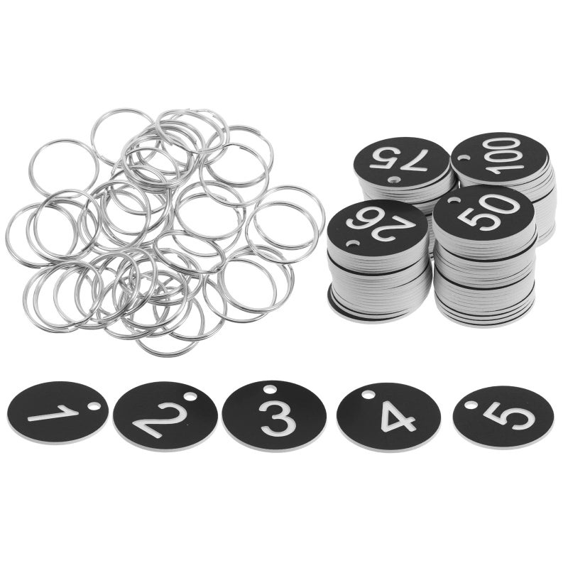 Black Round Numbered Tags 100pcs With Metal Rings For Locker Organization Inventory Management - Image 2