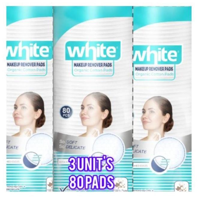وايت عرض 3 قطع فوط مزيل مكياج قطن 80 قطعه دائريه اجمالي 240 وساده - Image 1