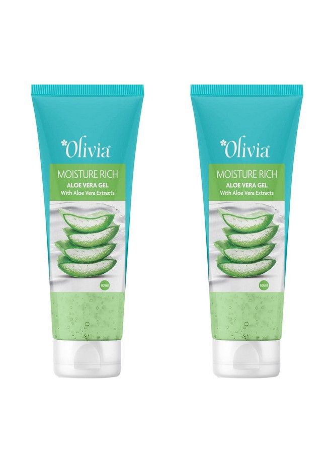 Olivia Moisture Rich Aloe Vera Gel With Aloe Vera Extracts Natural Skin Care Moisturizer Gel For Face And Body 60Ml X 2 - Image 2