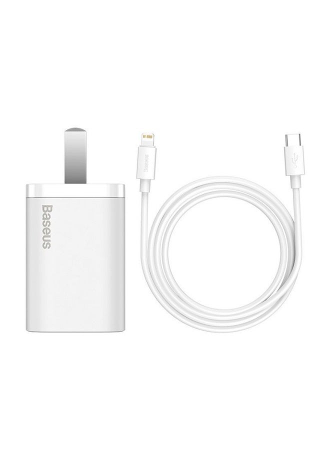 Beisi 20w Is Applicable To Apple 16 Charger Typec Fast Charging Head IPhone15 Charging Head Data Cable 14 Set-Color:Baseus Super Si Super Silicon Fast Charging Charger 1c 20w Medium Standard Set White  - Image 1