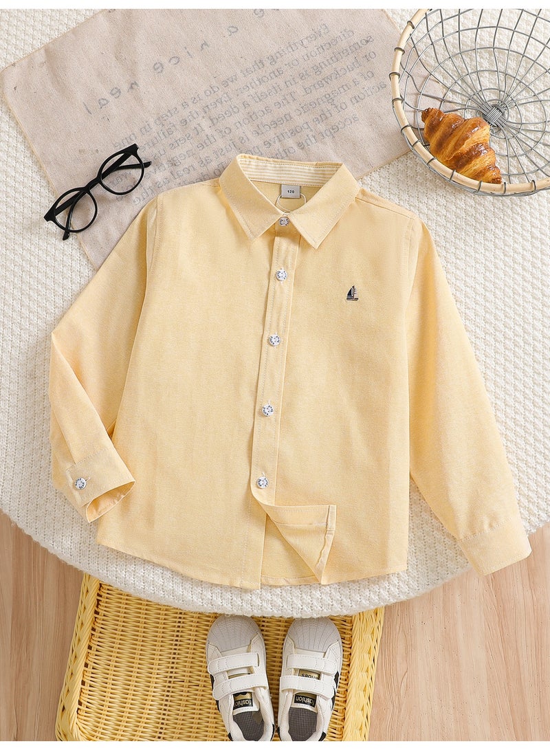 KUYEEBEAR Boys Long Sleeve Yellow Blouse - Image 1