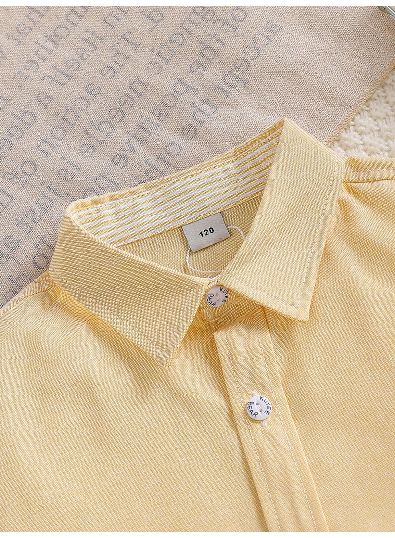 KUYEEBEAR Boys Long Sleeve Yellow Blouse - Image 3