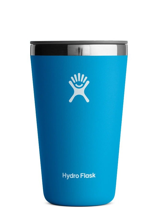 هايدرو فلاسك كوب من الفولاذ المقاوم للصدأ سعة 16 أونصة مع غطاء وعزل فراغ مزدوج الجدار - Image 1