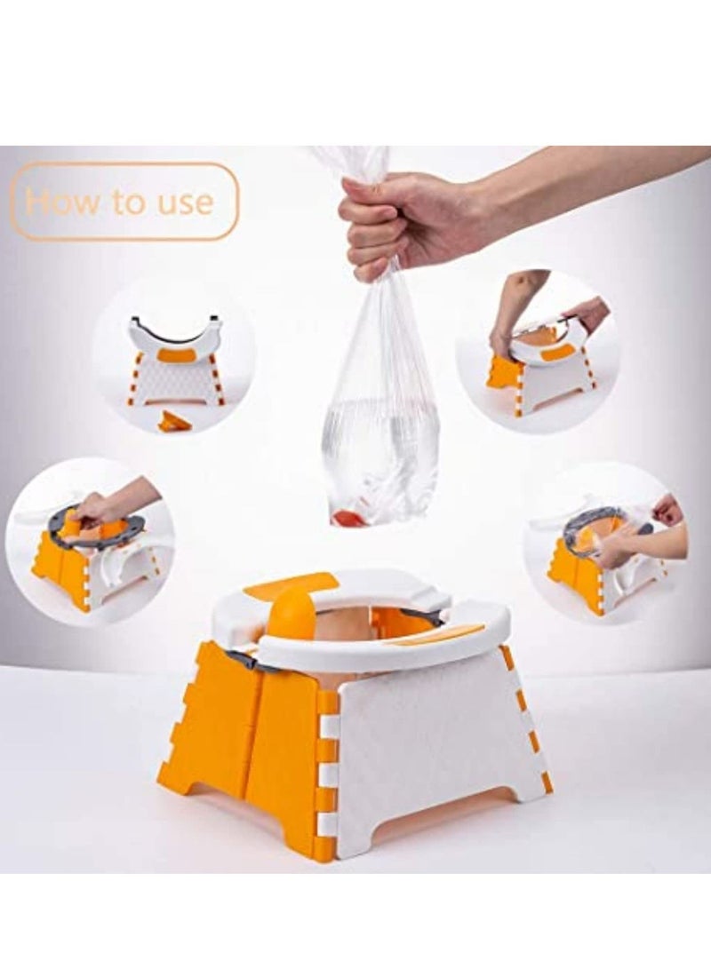 Arabest مرحاض محمول للسفر للأطفال الصغار، مقعد تدريب على استخدام المرحاض قابل للطي للأولاد والبنات، مرحاض قابل للطي، كرسي مرحاض للأطفال الصغار للمنزل والسيارة والسفر في الهواء الطلق والنزهات والشاطئ، مع 30 كيسًا يمكن التخلص منه - Image 2