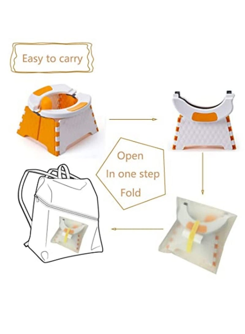 Arabest مرحاض محمول للسفر للأطفال الصغار، مقعد تدريب على استخدام المرحاض قابل للطي للأولاد والبنات، مرحاض قابل للطي، كرسي مرحاض للأطفال الصغار للمنزل والسيارة والسفر في الهواء الطلق والنزهات والشاطئ، مع 30 كيسًا يمكن التخلص منه - Image 4