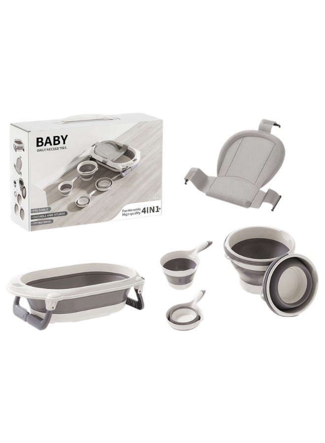 CHIYLE 4-in-1 Foldable Baby Bath Tub Set – Thermo-Sensitive, Portable, Durable PP Material with Storage Organizer