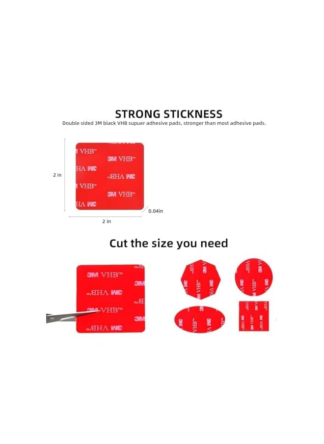 PROMASS promass 16Pcs Double Sided Tape Heavy Duty, Car Mount Sticky Pad Replacement, Heavy Duty Tape Sticker for Dashboard &Daily Use. Waterproof, Heat-resistant, Squares  - Image 2
