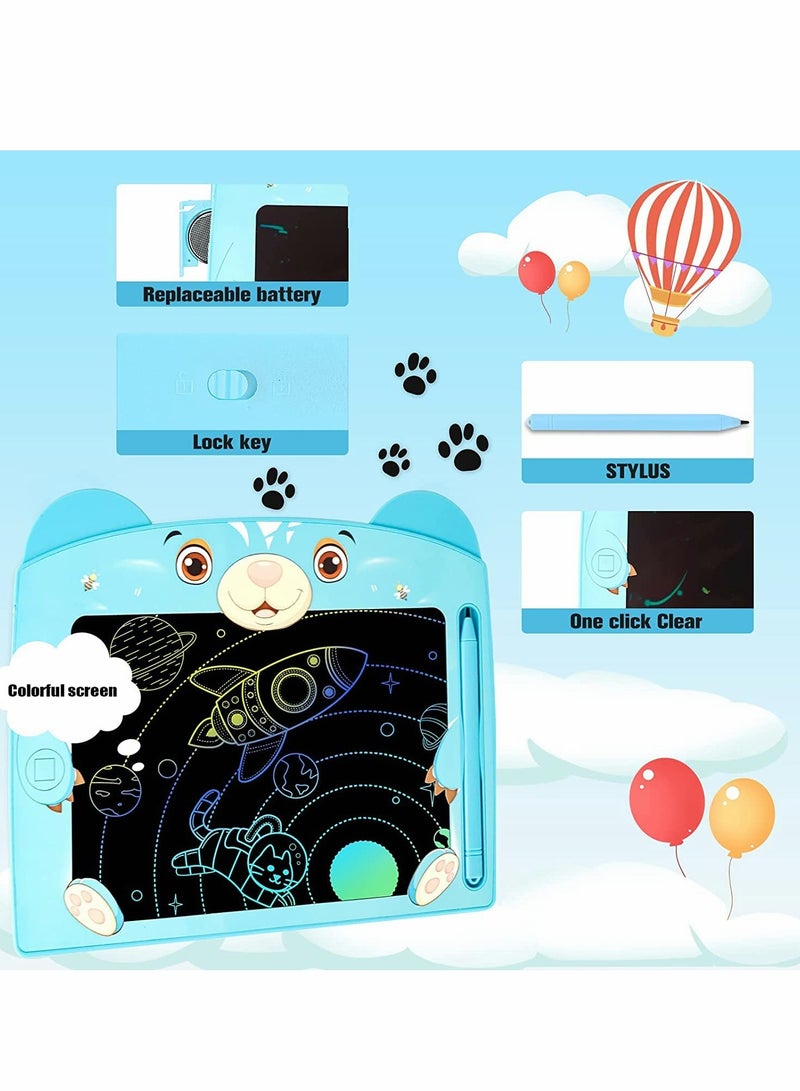 Zikra Doodle Board, LCD Writing Tablets with Lock Function 8.5 Inch Drawing Pad Colorful Screen Doodle Learning Board for Preschool Kids Educational Toys Erasable Toys Blackboard Drawing Board (Bear Blue) - Image 2