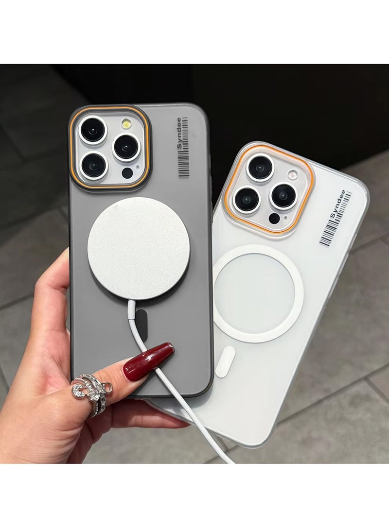 سيندي ابل ايفون 15 برو ماكس 2023 Syndee Series Hybrid شفاف Magsafe مع شحن مغناطيسي شفاه كاميرا مرفوعة غطاء حافظة أنيق المظهر - أسود  - Image 3