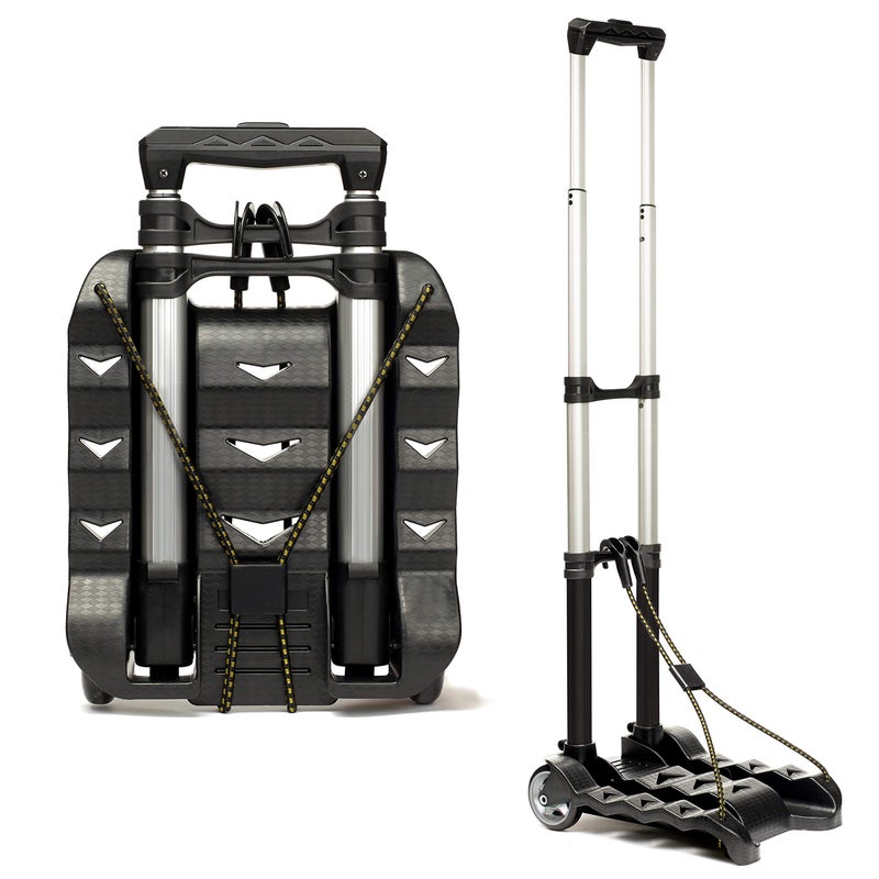RMS RMS Folding Luggage Cart  Lightweight Aluminum Collapsible and Portable Fold Up Dolly for Travel Moving and Office Use Black 