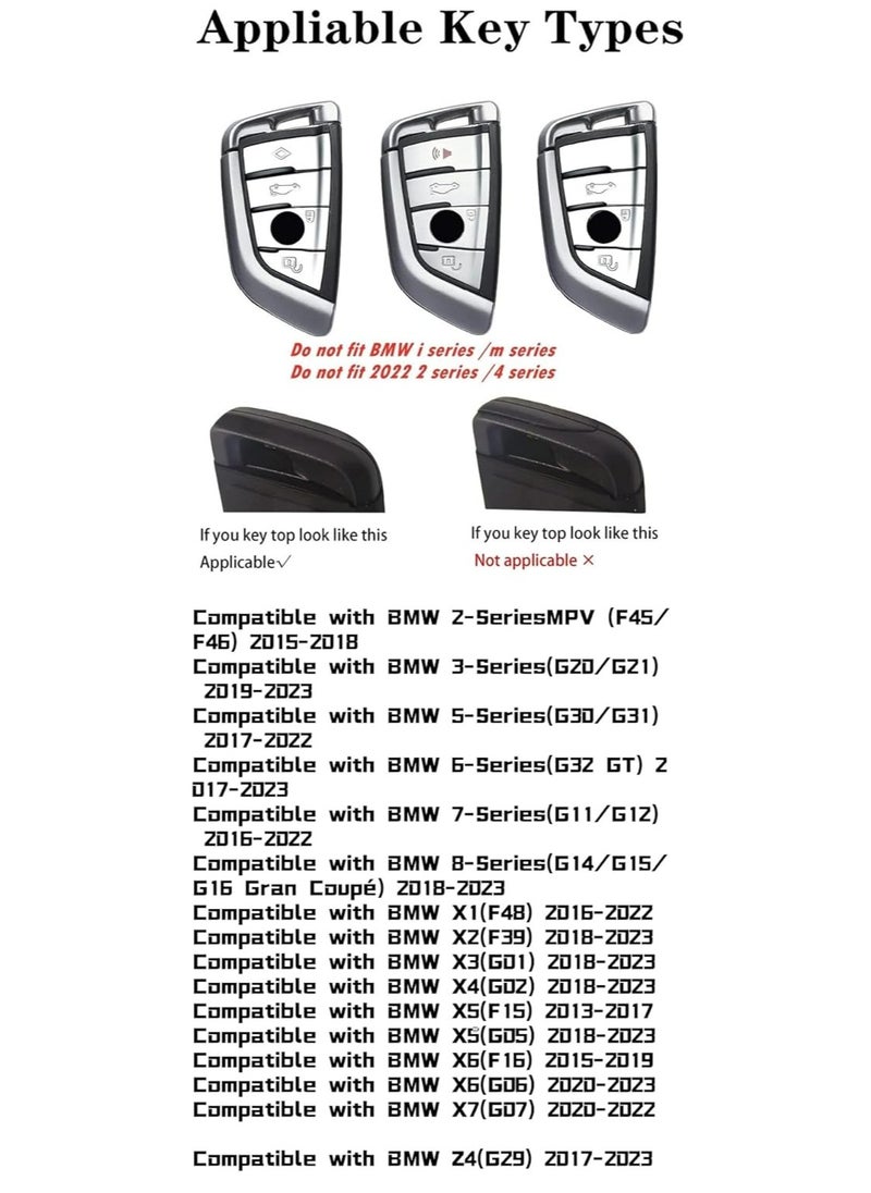Oasisgalore Carbon Fiber Key Fob Cover and Keychain for BMW 5, 6, 7 Series, X1, X2, X3, X5, X6, X7（Black）  - Image 2