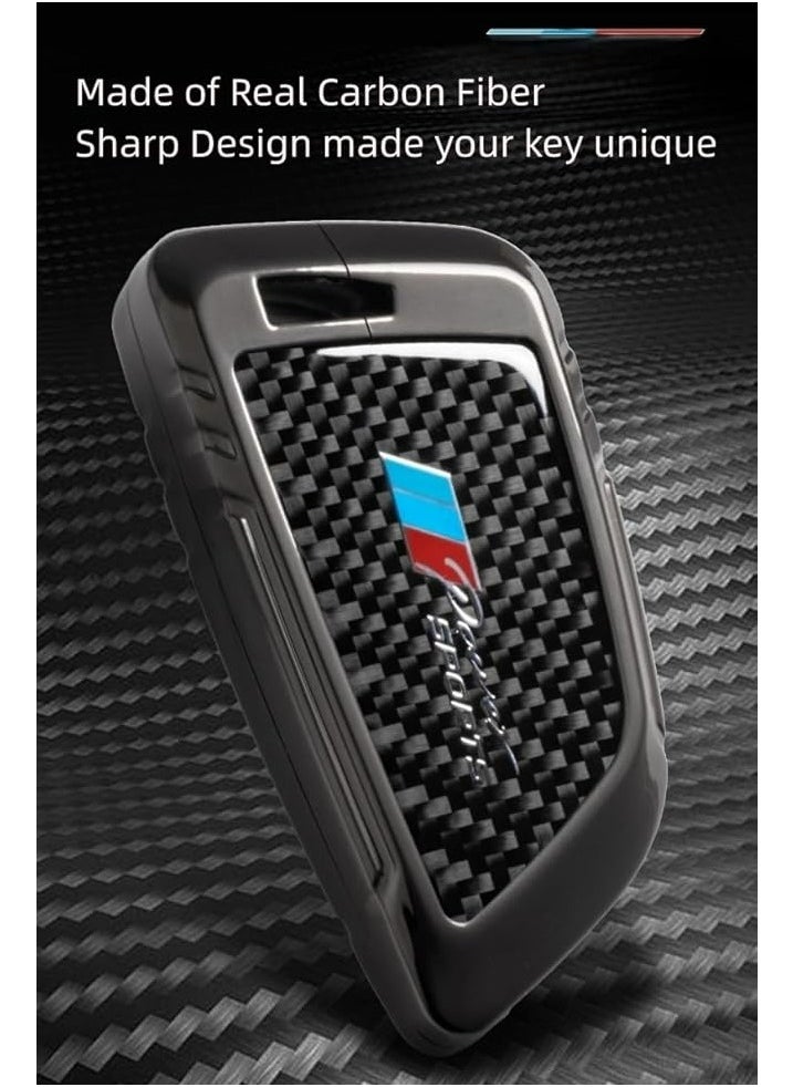 Oasisgalore Carbon Fiber Key Fob Cover and Keychain for BMW 5, 6, 7 Series, X1, X2, X3, X5, X6, X7（Black）  - Image 3