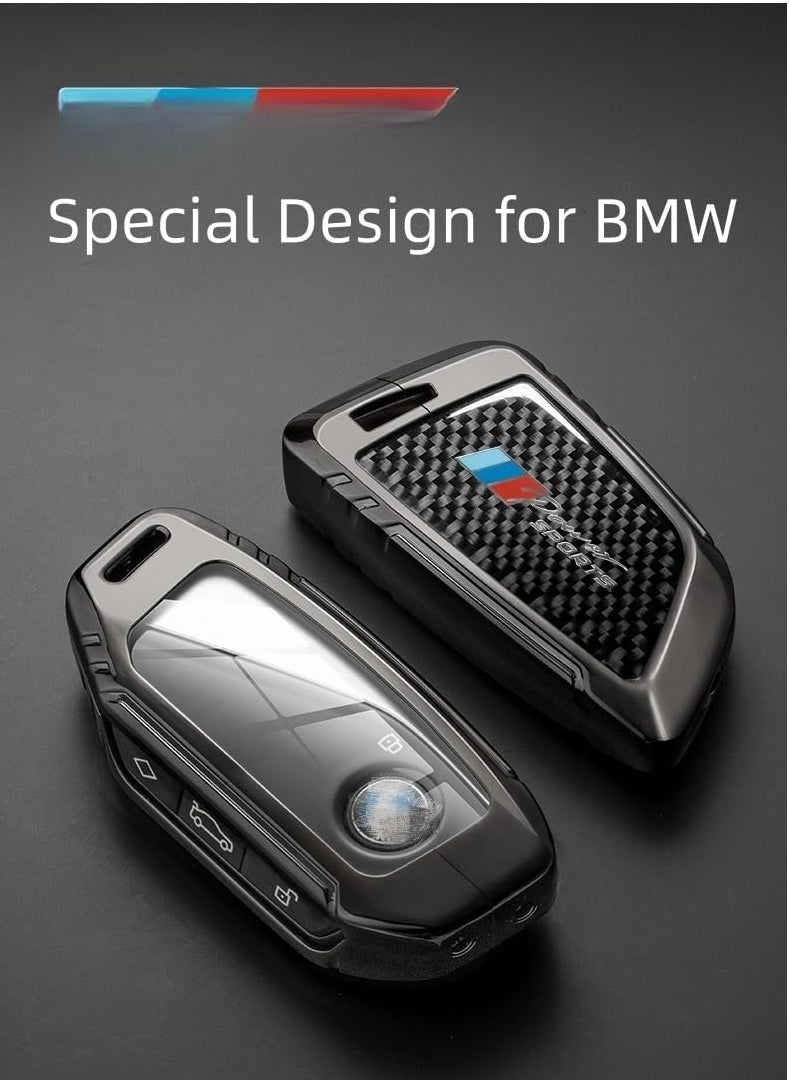 Oasisgalore Carbon Fiber Key Fob Cover and Keychain for BMW 5, 6, 7 Series, X1, X2, X3, X5, X6, X7（Black）  - Image 5
