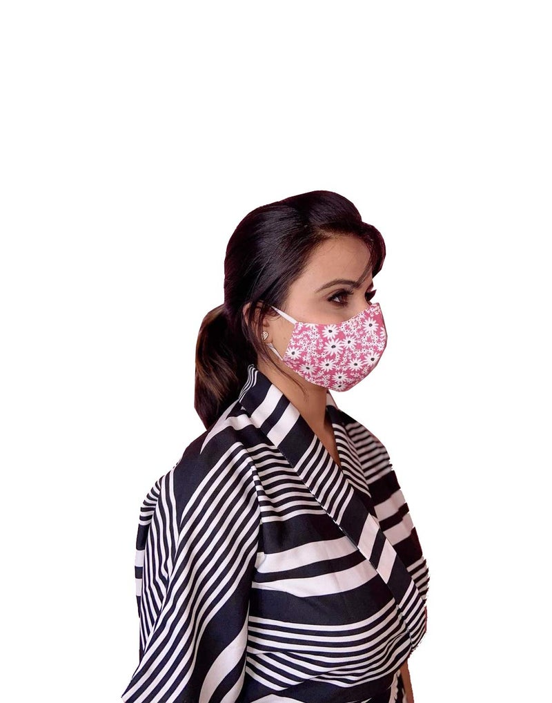 VIRA Vira Women Cotton Printed Pink Hawk Style 2 PlyLayer Reusable Washable Face Mask  - Image 2