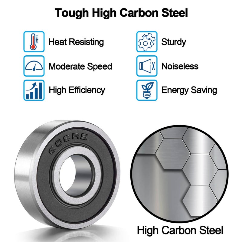 ANCIRS 20pcs 608-2RS Ball Bearing Double Rubber Sealed Miniature Deep Groove 608rs for Skateboard Inline Scooter Roller Blade Skate(8mm x 22mm x 7mm) - Image 3
