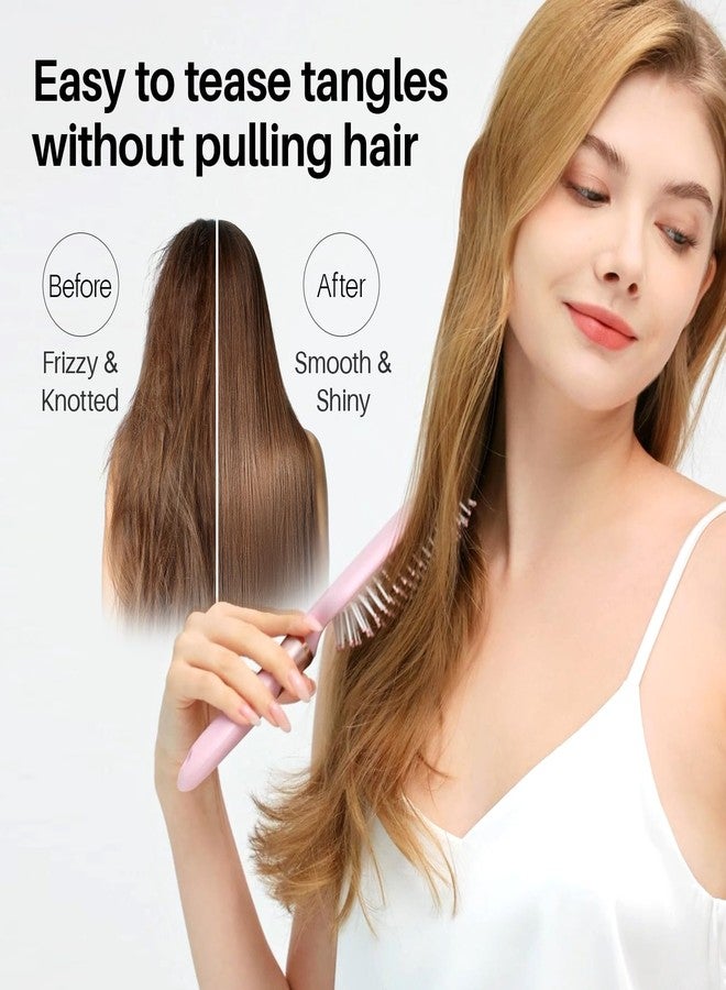 RHOS Paddle Brush for Women & Men - Detangler for Thick, Curly, Long, Wet & Dry Hair - Nylon Bristles Square Cushion Brush for Smoothing and Detangling (1 Pack - Pink) - Image 2