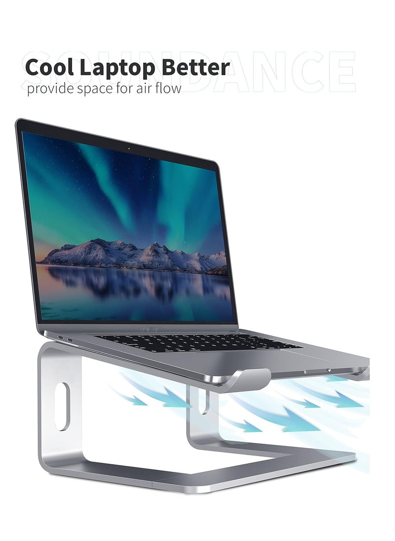 XSEVEN - Aluminum XSEVEN Laptop Stand for Desk Compatible with Mac MacBook Pro Air Apple Notebook, Portable Holder Ergonomic Elevator Metal Riser for 10 to 15.6 inch PC Desktop Computer, Silver - Image 1