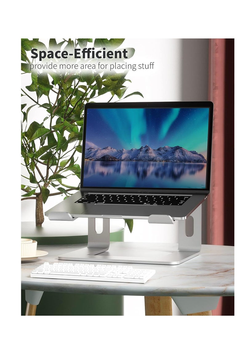 XSEVEN - Aluminum XSEVEN Laptop Stand for Desk Compatible with Mac MacBook Pro Air Apple Notebook, Portable Holder Ergonomic Elevator Metal Riser for 10 to 15.6 inch PC Desktop Computer, Silver - Image 1