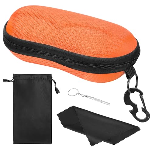 MoKo EVA Semi Hard Shell Sunglasses Case, Unisex Protective Eyeglass Case Glasses Case Holder with Metal Hanging Hook Mini Screwdriver for Men Women, Orange - Image 1