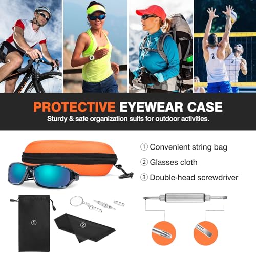 MoKo EVA Semi Hard Shell Sunglasses Case, Unisex Protective Eyeglass Case Glasses Case Holder with Metal Hanging Hook Mini Screwdriver for Men Women, Orange - Image 2
