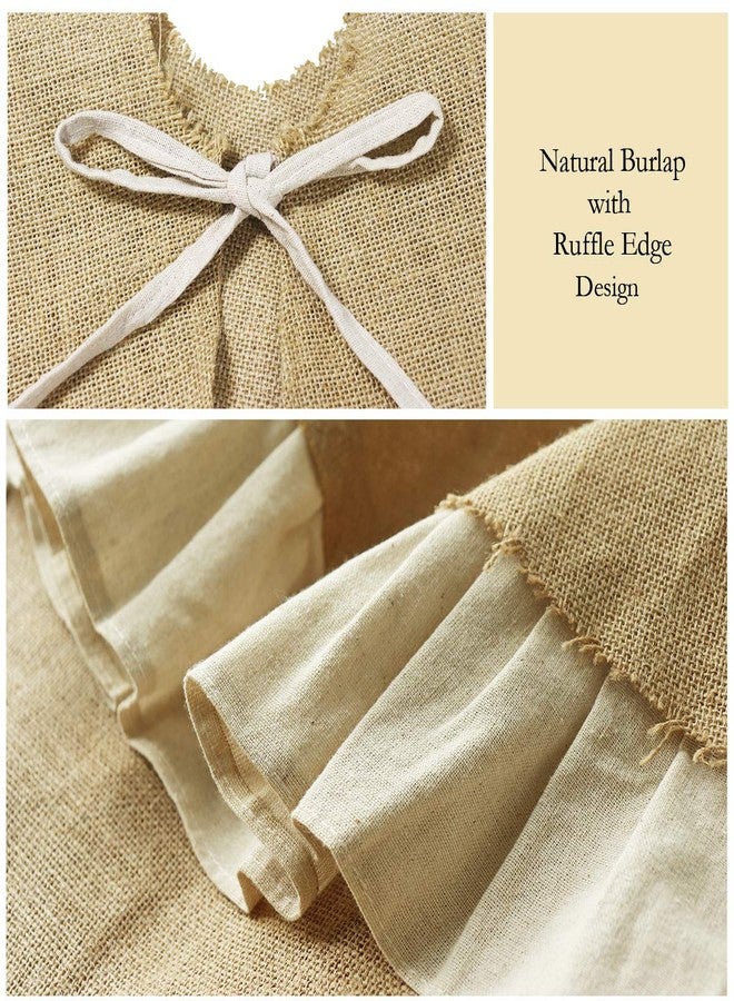 Ivenf Christmas Tree Skirt, 48 inches Natural Burlap Jute with Ruffle Edge, Rustic Xmas Holiday Decoration - Image 4