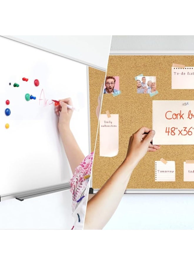 Board Magnetic Dry Erase Board & Cork Board 60*90 whiteboard, Combination White Board with Aluminum Frame - Image 3