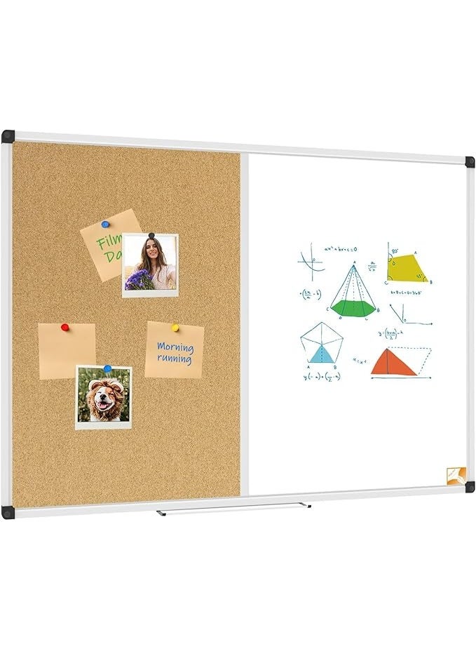 Board Magnetic Dry Erase Board & Cork Board 60*90 whiteboard, Combination White Board with Aluminum Frame - Image 4