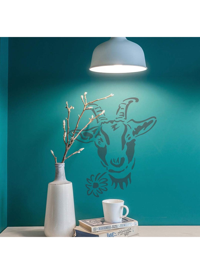 G GSS Designs GSS Designs Farmhouse Goat Flower Stencil - Reusable Mylar Farm Animal Template Stencils for Painting on Wood Wall Canvas (12x12Inch) - Art Painting Tools for DIY (SL-105)  - Image 3