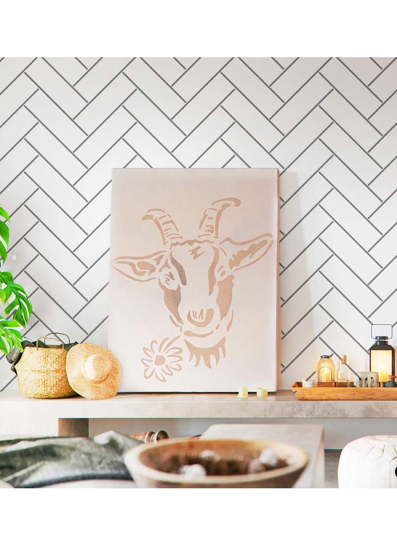 G GSS Designs GSS Designs Farmhouse Goat Flower Stencil - Reusable Mylar Farm Animal Template Stencils for Painting on Wood Wall Canvas (12x12Inch) - Art Painting Tools for DIY (SL-105)  - Image 5