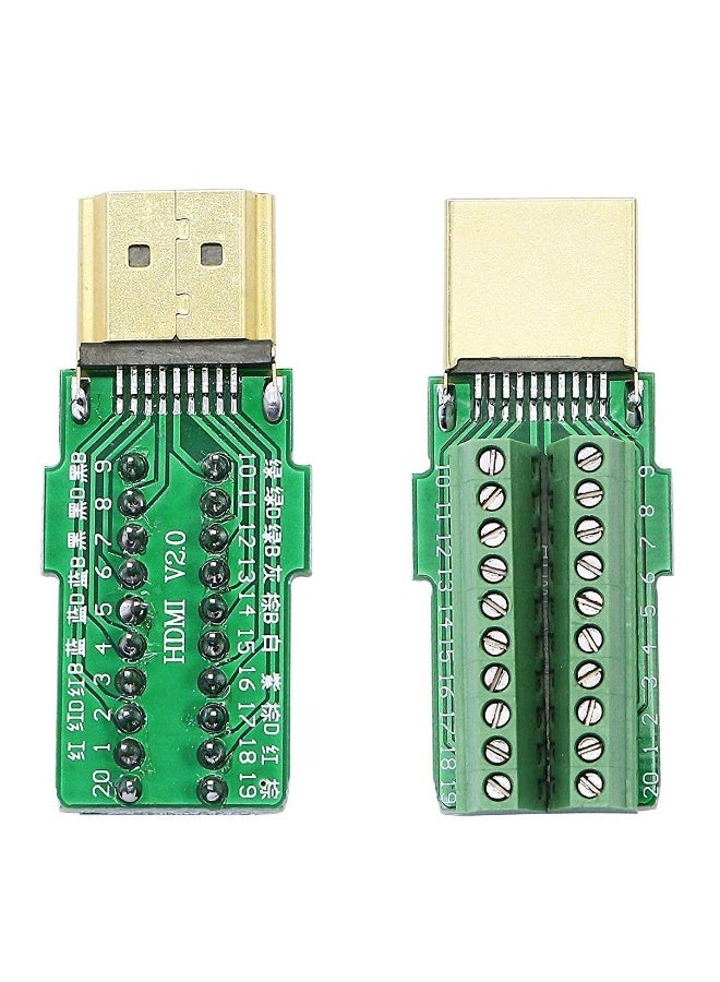 HDMI Solderless Adapter, 2 Pack Gold Plated HDMI Extension Cable Connector, Signals Terminal Breakout Board Free Welding Connector with Plastic Cover Screwdriver - Image 2