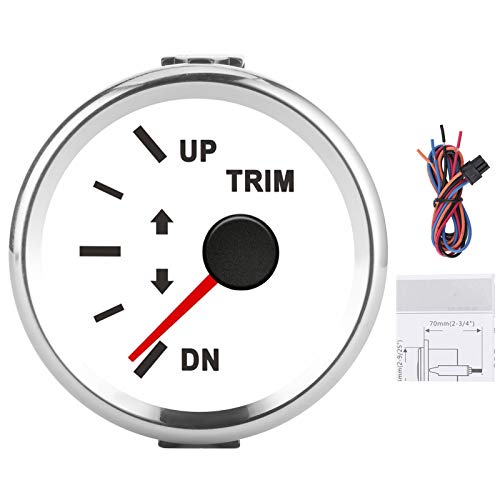 KIMISS Boat Trim Balance Gauge Meter, 52mm Domed Series Marine Trim Gauge with Red Backlight Ship IP67 for Yacht Marine Vehicle Modification(Silver Frame on White) - Image 1