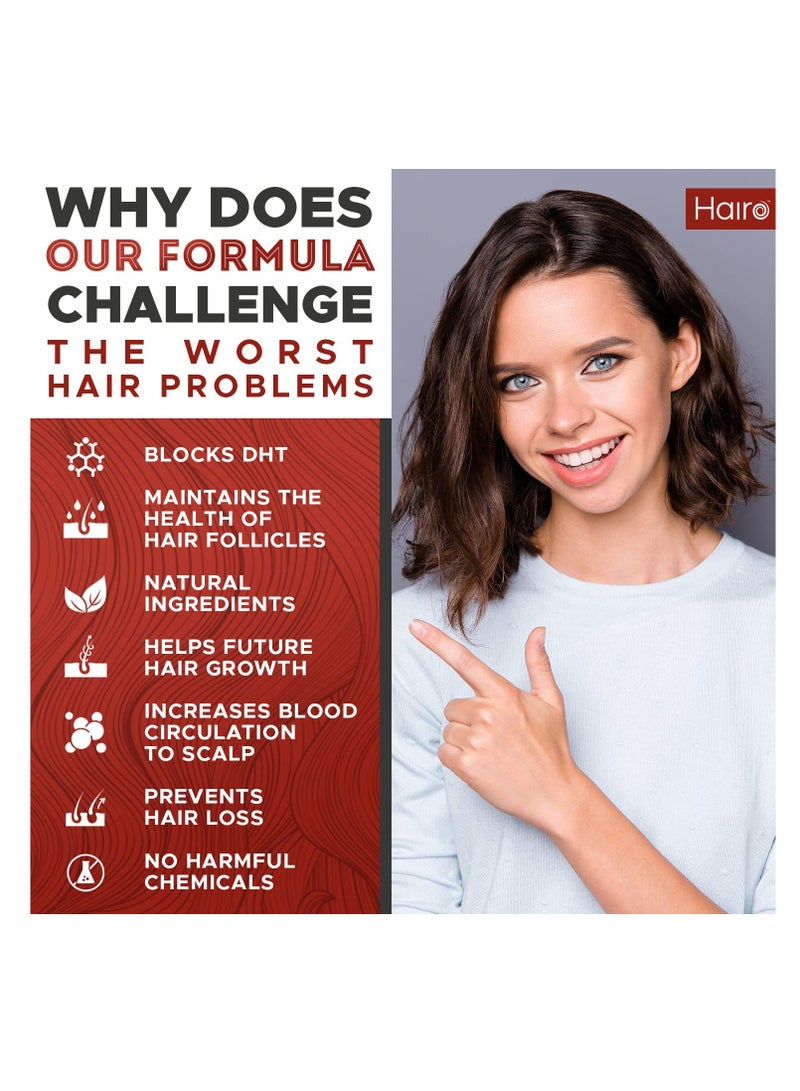 Hairo Nutrition DHT Blocker Hair Follicle Regrowth with High Potency Biotin for Women and men 60 Capsules - Image 3