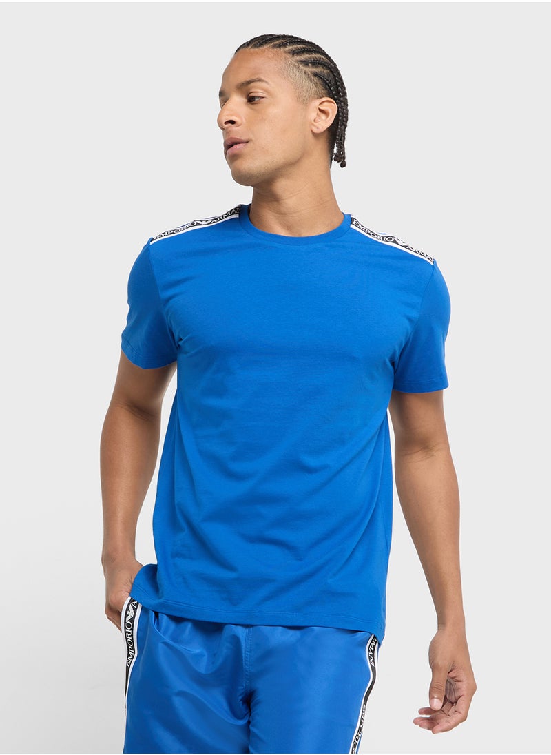 EMPORIO ARMANI Beachwear Logo Crew Neck T-Shirt  - Image 1