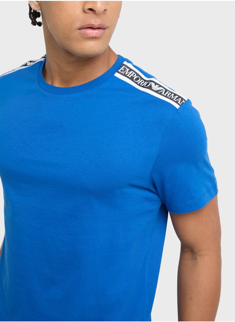 EMPORIO ARMANI Beachwear Logo Crew Neck T-Shirt  - Image 3