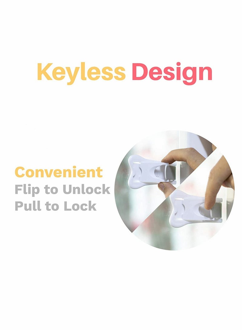 KASTWAVE Safety Locks, Sliding Door Lock, Child Proof Locks, for All Your Home Openings, for Child Safety, 4-Pack (white) - Image 3