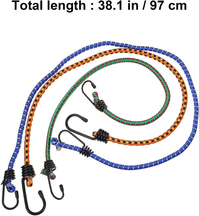 3pcs Elastic Bungee Cords with Hooks, Rubber Tied Rope Set (60cm, 80cm, 118cm) for Bike and Motorcycle Cargo Securing, Stretch Tie-Down Straps for Outdoor Travel Random Color - Image 4