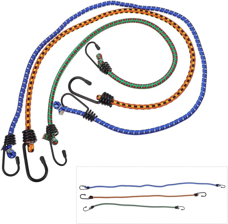 3pcs Elastic Bungee Cords with Hooks, Rubber Tied Rope Set (60cm, 80cm, 118cm) for Bike and Motorcycle Cargo Securing, Stretch Tie-Down Straps for Outdoor Travel Random Color - Image 5