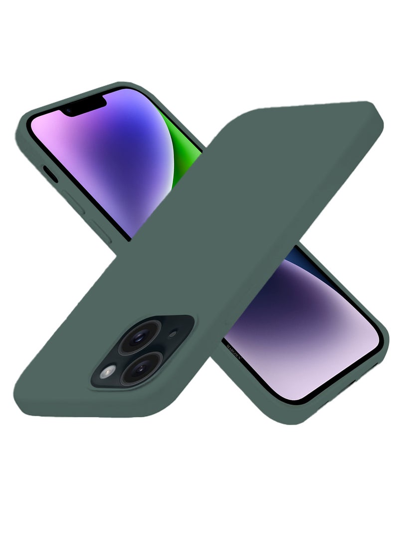 CATANES Silicone Case Cover for Apple iPhone 14 Plus, Slim Protective Cover with Microfiber Lining, Drop Protection - Forest Green - Image 2