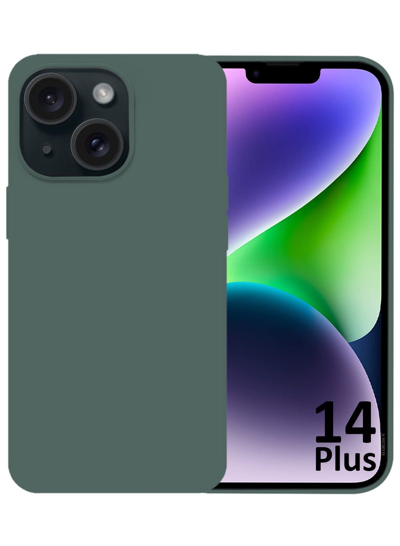 CATANES Silicone Case Cover for Apple iPhone 14 Plus, Slim Protective Cover with Microfiber Lining, Drop Protection - Forest Green - Image 1
