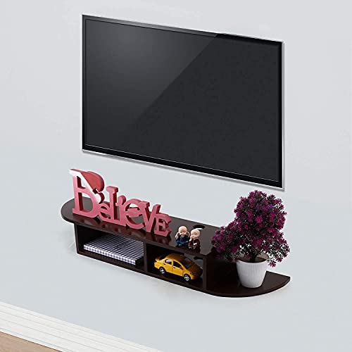 Kundi Engineered Wood Floating TV Stand Wall Mounted Media Console Entertainment Storage Shelf (BLACK1) - Image 2