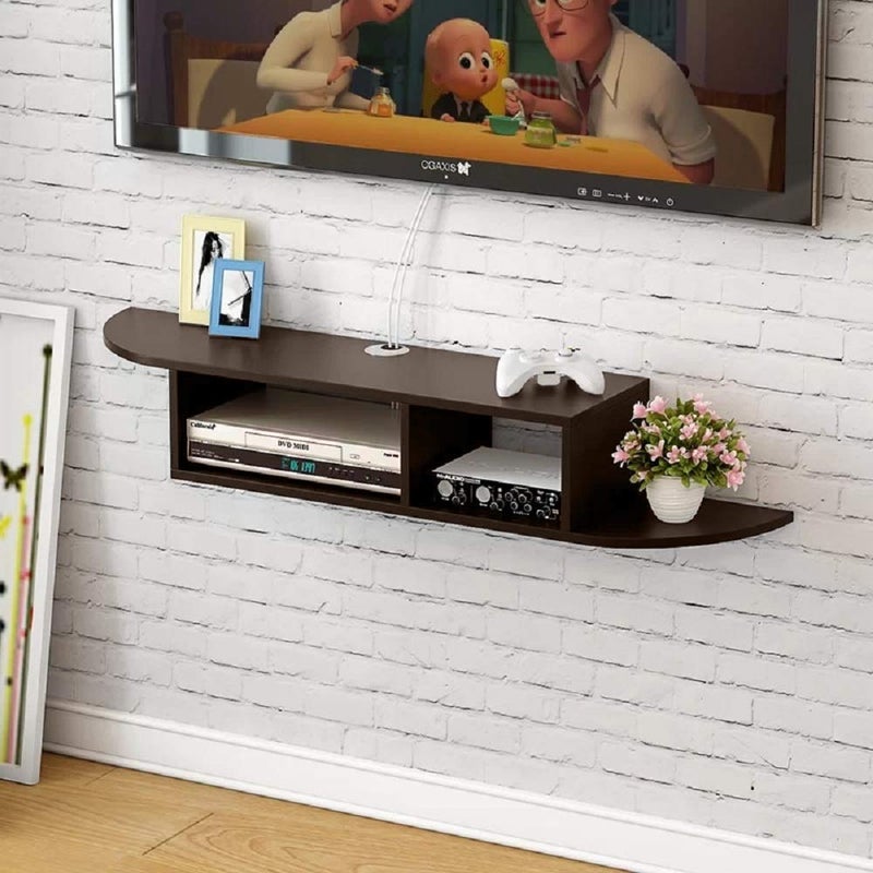 Kundi Engineered Wood Floating TV Stand Wall Mounted Media Console Entertainment Storage Shelf (BLACK1) - Image 5