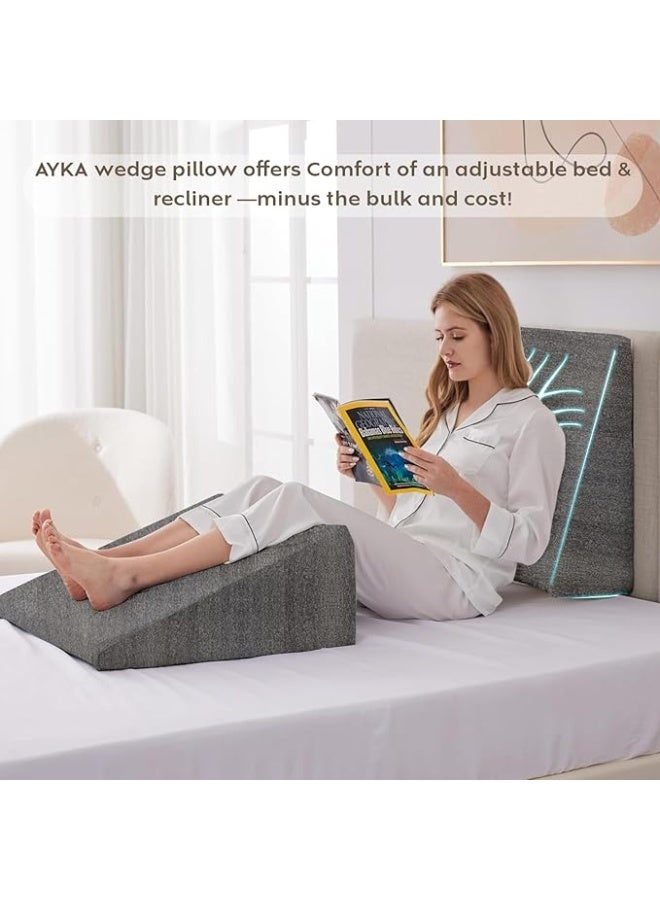 Wedge Memory Foam Pillow for Neck, Acid Reflux, Snoring, Leg Elevation, and Pregnancy Support, Orthopedic Bed Cushion, High-Resilience Foam, 20×19.5×10 Inch - Image 5