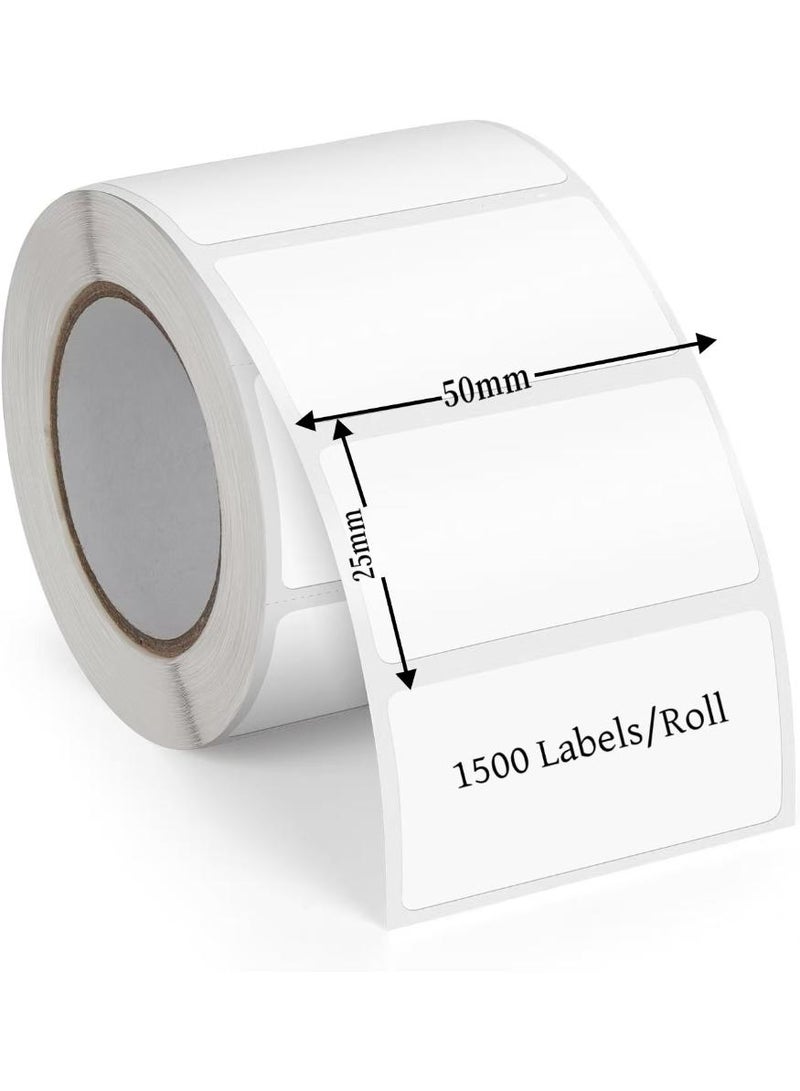 Thermal Sticker Labels 50mm×25mm( 2×1 Inch)-1500Labels/Roll,  Stickers Waterproof Multi-Purpose Self-Adhesive, Removable Name Tags, for QR code Barcode, DIY Logo (White Rectangle) - Image 1