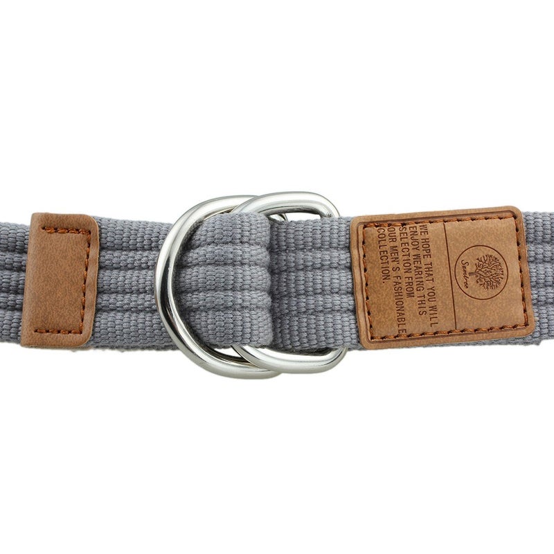 moonsix Canvas Web Belts for Men, Military Style D-ring Buckle Men's Belt, Grey - Image 3