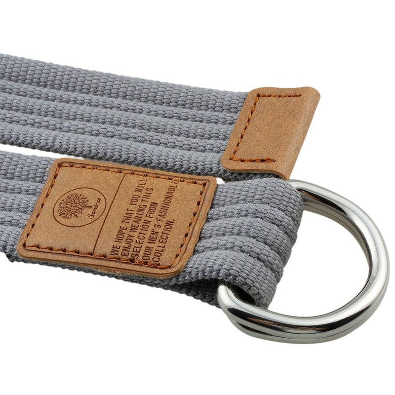 moonsix Canvas Web Belts for Men, Military Style D-ring Buckle Men's Belt, Grey - Image 2