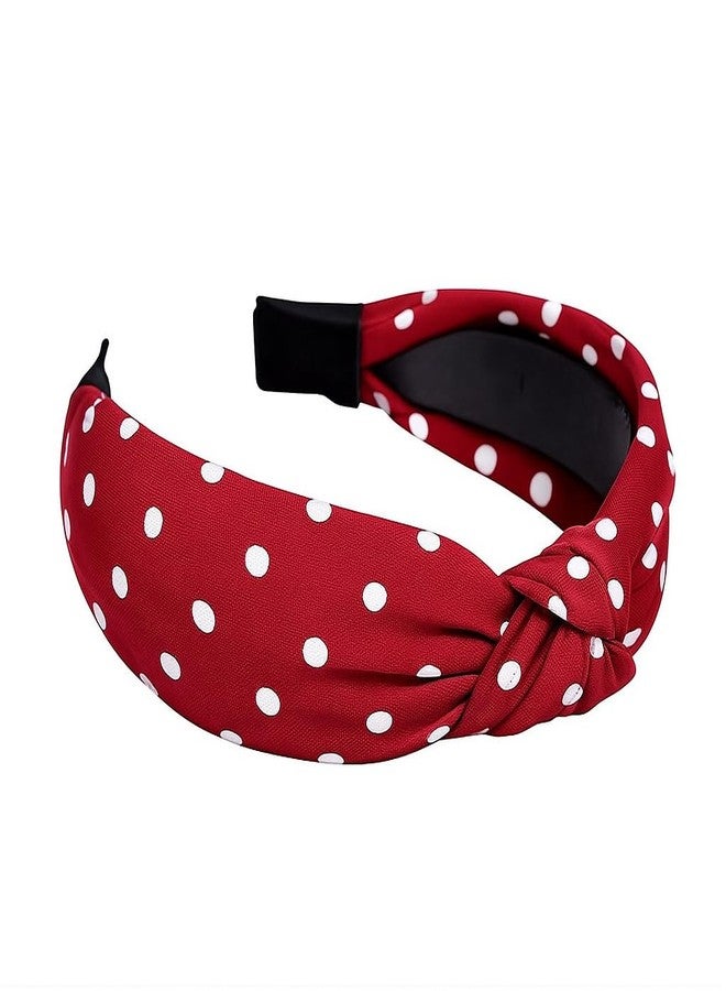 NNR Stylish Polka Dot Knotted Headband for Women & Girls | Soft Stretchable Fabric | Comfortable Non-Slip Fit | Trendy Hair Accessory for Outings, Photoshoots, Travel & Fashion Styling - Pack Of - 4 - Image 3