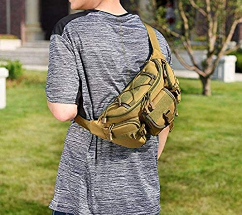 Homava Outdoor Unisex Tactical Military Waist Pack Chest Bag 3 Pocket Holder | 37 X 11 X 18 cm| Brown - Image 5
