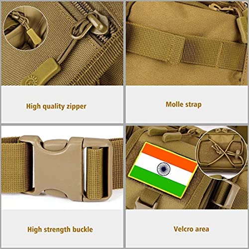 Homava Outdoor Unisex Tactical Military Waist Pack Chest Bag 3 Pocket Holder | 37 X 11 X 18 cm| Brown - Image 4