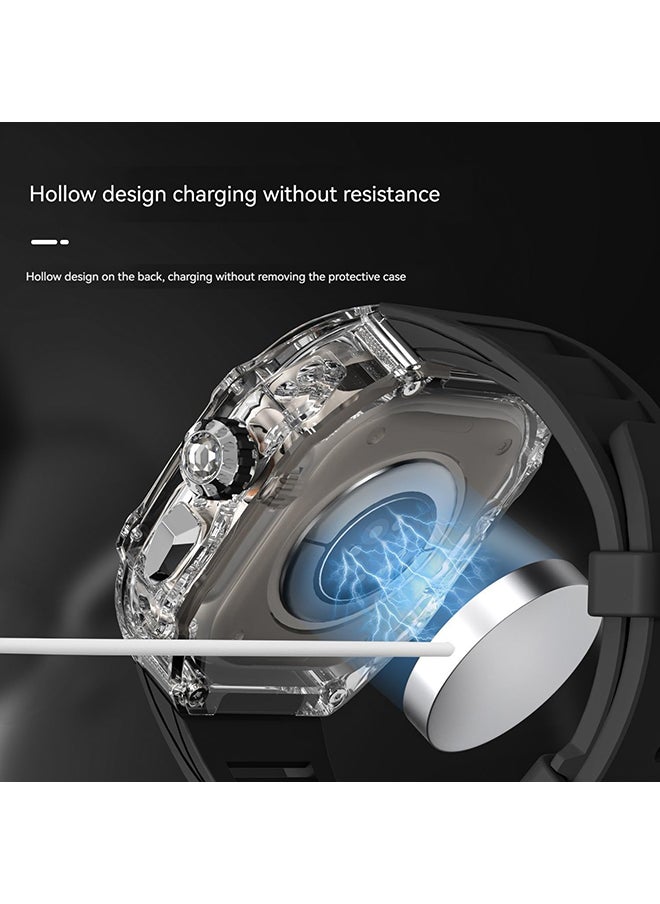 O Ozone - Transparent Case with Rubber Band Compatible with Apple Watch Ultra 49mm, Rugged Bumper Case TPU Crystal Sport Shockproof Protective Case Men- White - Image 1