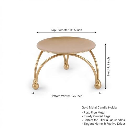 Enorme Gold Metal Candle Holder | Elegant Decorative Pillar Candle Stand for Home, Office & Table Décor | Durable, Rust-Free & Modern Design Candle Holder - (Pack of - 1) - Image 2